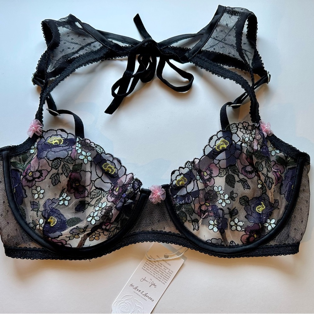 NWT FOR LOVE & AND LEMONS Victorias Secret Bra Embroidered Clara High Neck 34D
